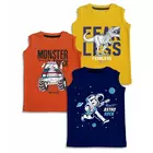Minicult Printed Cotton Regular Fit Jersey Vest For Boys And Girls (Multicolor)-Yellow