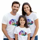 Minicult Cotton Holi T-shirt med halv ärm för familjen (paket med 1)