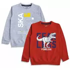 Minicult Cotton Printed Sweatshirts for Boys and Girls Ideal for Light Winter(Pack of 2)-Grey