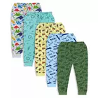 Minicult Cotton Regular Pyjama With Bright Colors And Fun All Over Prints For Boys & Girls Green Pack of 5 Pajamas