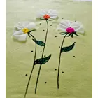 Cojín bordado Kantha con pájaros pintados a mano