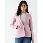 Blazer rose à simple boutonnage et revers crantés