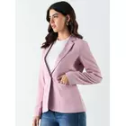 Blazer rose à simple boutonnage et revers crantés
