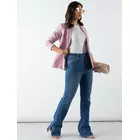 Blazer rose à simple boutonnage et revers crantés