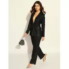 Black Sequined Single-Breasted Party Blazer with Trouser