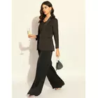 Black Loose-fit elegant satin blazer set with bustier 