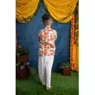 Orange & White Cotton Block Print Kurta Pyjama Set (3-4 Years)