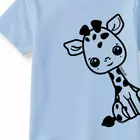 Minicult matchande bomullst-shirt och shorts med söta djurtryck (giraff) (blå) (3-6 månader)