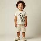 Minicult matchande bomullst-shirt och shorts med söta djurtryck (Dinosaurie) (18-24 MTS)
