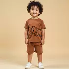 Minicult matchande bomullst-shirt och shorts med söta djurtryck (lejonkombination) (2-pack) (3-6 st)