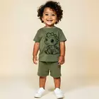 Minicult matchande bomullst-shirt och shorts med söta djurtryck (giraffkombination 2) (2-pack) (3-6 st)