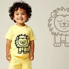 Minicult matchande bomullst-shirt och shorts med söta djurtryck (lejonkombination) (2-pack) (3-6 st)