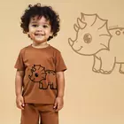 Minicult matchande bomullst-shirt och shorts med söta djurtryck (lejonkombination) (2-pack) (3-6 st)