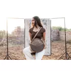 Damväska i kanvas och läder – flerfärgad, 13,5x14x4