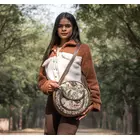 Hopofly flerfärgad glidväska i kanvas och läder för kvinnor – 12,25x18x4