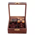 SHRIJICRAFTS Handcrafted Wooden Puzzle - Brown, 12.7 X 12.7 X 6.35 cm