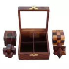 SHRIJICRAFTS Handcrafted Wooden Puzzle - Brown, 12.7 X 12.7 X 6.35 cm