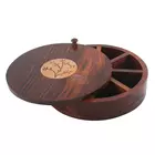 Sheesham Wood Floral Burnt Spice Box - 9 partitioner Masala Dabba