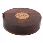 Sheesham Wood Floral Burnt Spice Box - 9 partitioner Masala Dabba