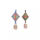 Srjana Multicolor Cotton & Metal Mirror Work Bells - Set of 2