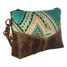 Hopofly Canvas & Leather Multicolour Pouch with Adjustable Strap