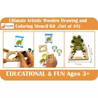 StepsToDo Holz-Zeichen- und Malschablonen-Set für Kinder – 144 Teile
