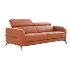 Clarissa Half Leather 3 Seater Sofa - Oyster Beige Chesterfield Style