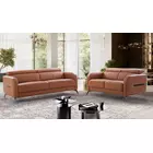 Clarissa Half Leather 3 Seater Sofa - Oyster Beige Chesterfield Style