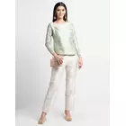 Conjunto de fiesta Power Sutra Dupioni de dos piezas - Blanco y verde