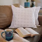 Jhalak White Cotton Chikankari Cushion Cover, 18x18 Inch