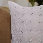 Jhalak White Cotton Chikankari Cushion Cover, 18x18 Inch