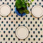 CORAL SLUB Opalblå blommig bomullsduk (1,5 x 2,25 m)