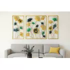 Divine Tulip Metall-Wandkunst – Gold, Grün & Blau, 2er-Set