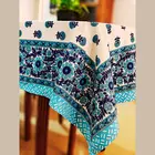 CORAL SLUB Opalblå blommig bomullsduk (1,5 x 2,25 m)