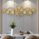 Arte de pared de metal con Ginkgo Divino - 45 x 15 pulgadas - Pintado a mano