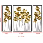 Arte mural metálico Triflora Divina - Escultura de flor dorada