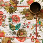 Tischläufer aus Baumwolle mit Blumenmuster „Dahlia“ in Korallenrot – 38 x 180 cm