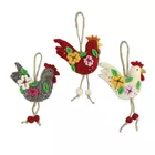 Shrngar Handicraft Wool Rooster Christmas Ornaments - Set of 3