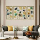 Divine Tulip Metall-Wandkunst – Gold, Grün & Blau, 2er-Set