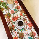 Tischläufer aus Baumwolle mit Blumenmuster „Dahlia“ in Korallenrot – 38 x 180 cm