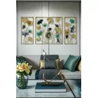 Divine Tulip Metall-Wandkunst – Gold, Grün & Blau, 2er-Set