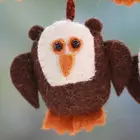 Handcrafted Wool Owl Christmas Ornaments - Set of 4, White/Brown/Rust