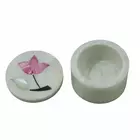 Decorative White Marble Sindur Box - Round Jewelry Storage Container