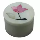 Decorative White Marble Sindur Box - Round Jewelry Storage Container