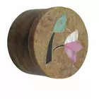 Brown Marble Decorative Sindur Box - Round Storage Container