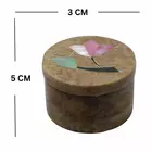 Brown Marble Decorative Sindur Box - Round Storage Container