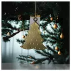Mango Wood & Gold Aluminium Christmas Tree Hanging Ornament
