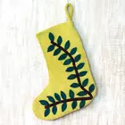 Handcrafted Wool Christmas Stocking - 17.75" - Lime Green, Dark Green & Brown