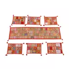 Handcrafted Khambadiya Patchwork Table Runner Set - 7 Piece Cotton Dining Decor