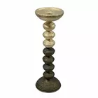 Vintage-Inspired Aqua Distressed Grey Iron Candle Holder - 4.3x18.1 cm